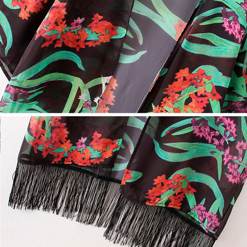 Farverig jungle kimono med sort baggrund - kimokimo.dk - billede 3
